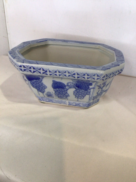 Blue/White Ceramic Grapes Planter