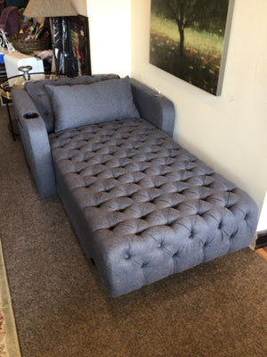 Wayfair Tufted Linen AS IS Electric Gray Chaise BG8FJLXE