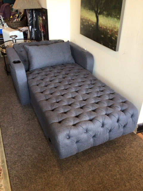 Wayfair Tufted Linen AS IS Electric Gray Chaise BG8FJLXE