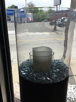 Brown Metal/Glass Cylinder Candle Holder