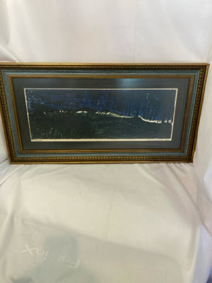 Signed Black/Blue Framed Art