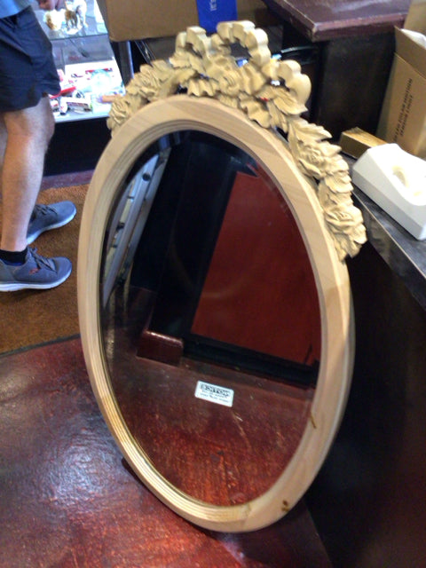 Light Wood Oval Bow Mirror
