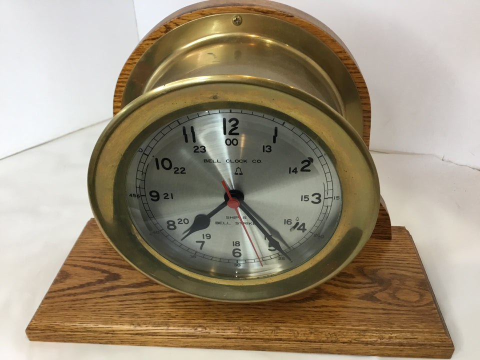 Bell Mantel Brown/Gold Wood/Metal Clock