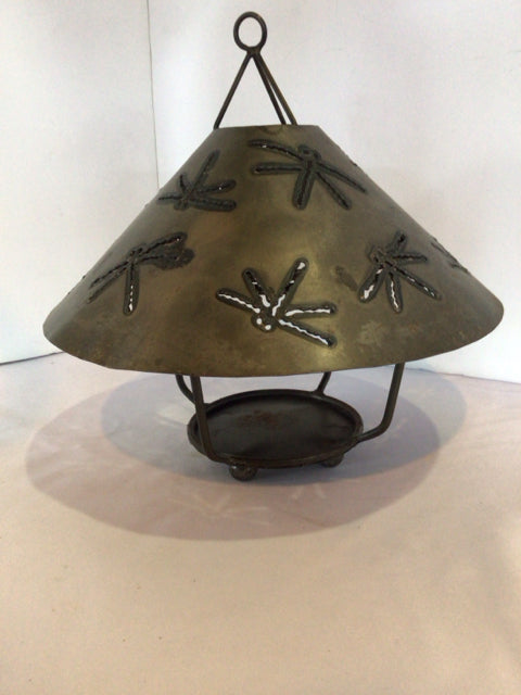 Rustic Bronze Metal Dragonfly Lantern
