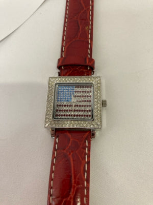 Red/Black Rhinestone Flag Watch