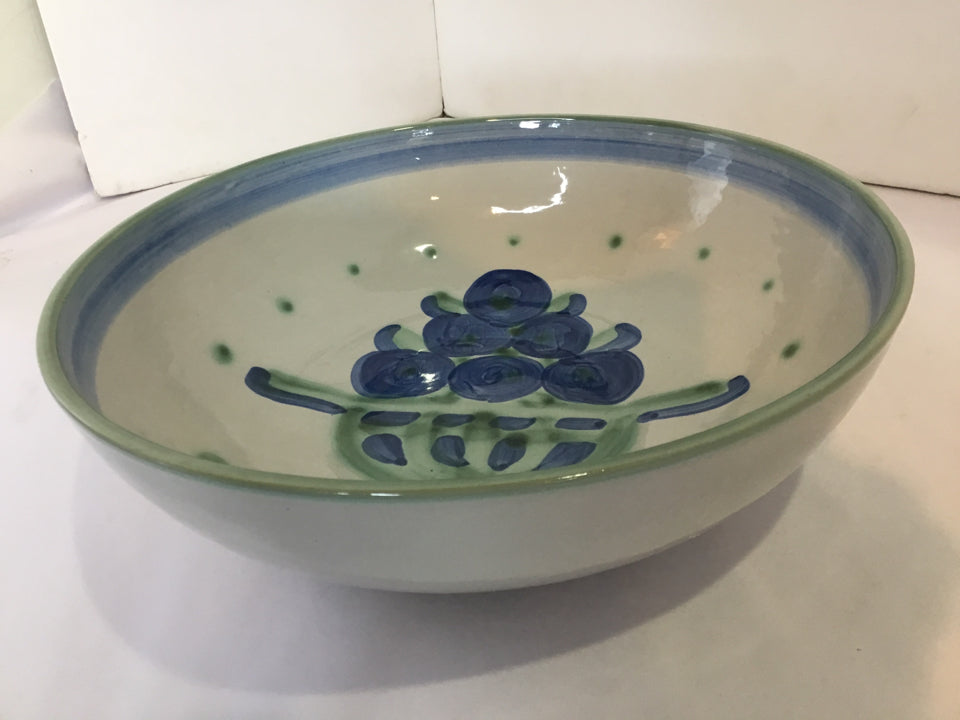 M.A. Hadley Gray/Blue Stoneware Pig Bowl