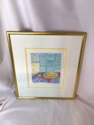 Signed Watercolor Lemons Print Framed Art