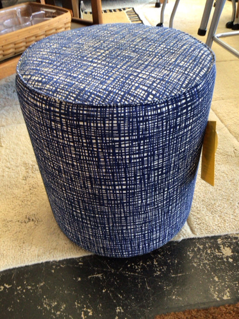 Upholstered Blue/White Stool/Foot Stool/Ottoman