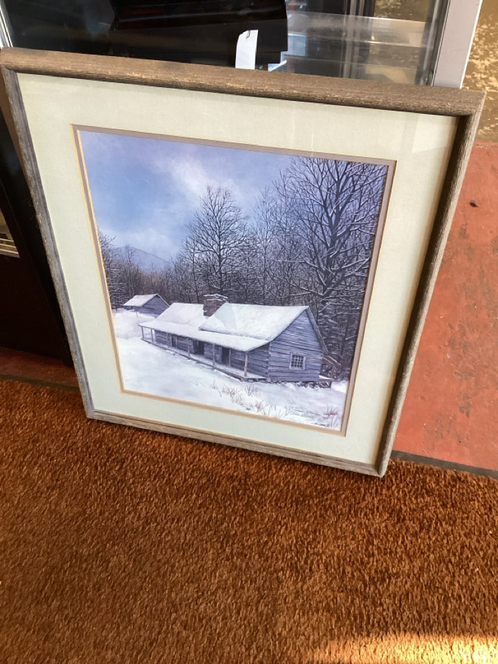 Winter Gray/White House Framed Art