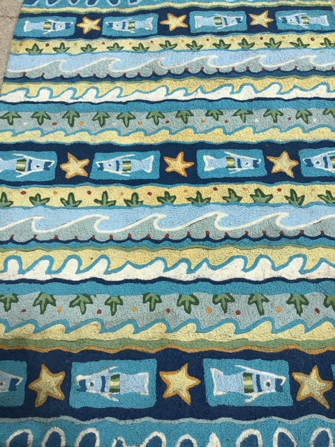 Jellybean Outdoor/Outside Fish Blue Rug