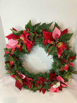 Wreath Green/Red Poinsettia Holiday Item