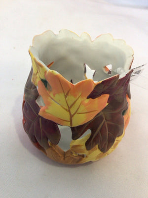 Fall Brown/Yellow Ceramic Candle Holder Holiday Item