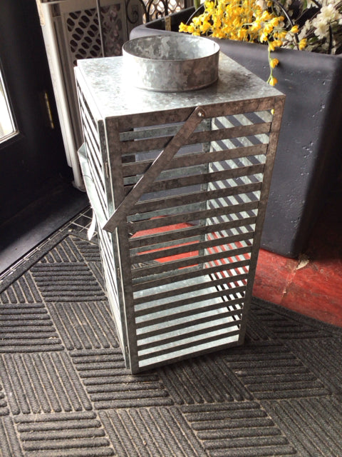 Outdoor/Outside Gray Galvanized Steel Louvered Lantern