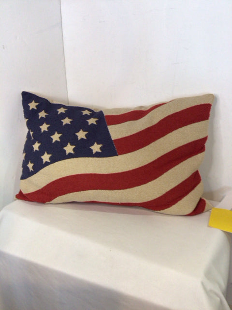 Patriotic White/Red Flag Pillow