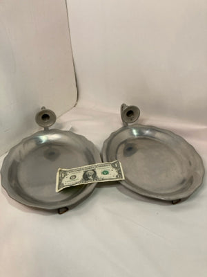 Sconce Silver Aluminum Pair Candle Holders