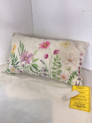 White/Pastel Poly Blend Floral Pillow