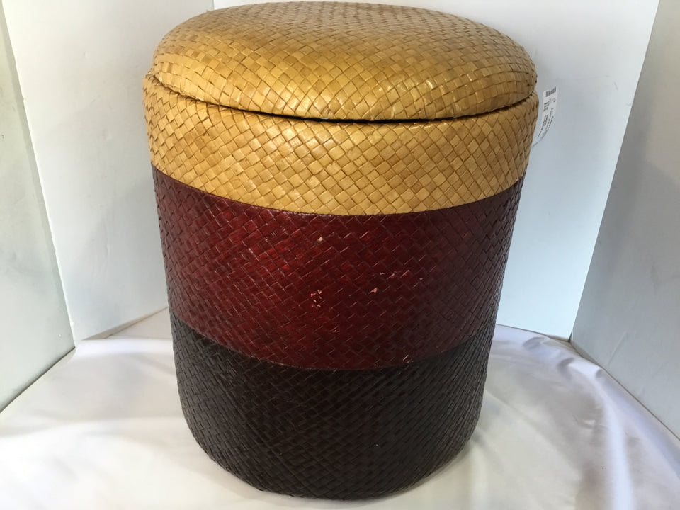 Storage Red/Cream Woven FootStool/Ottoman