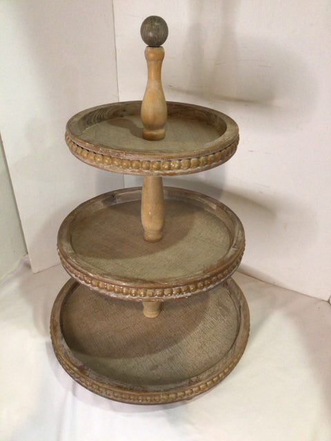 Brown Wood Tiered Serving Dish