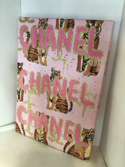 Pink/Gold Tiger Stretch Canvas Art