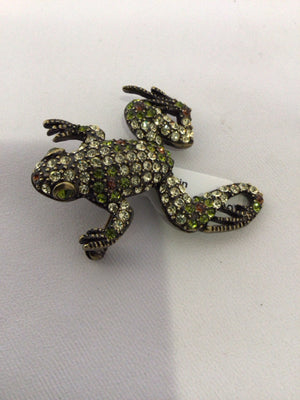 Kirk's Folly Green Frog Rhinestone Pin