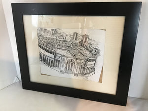 Signed Black/White Ohio Stadium Framed Art