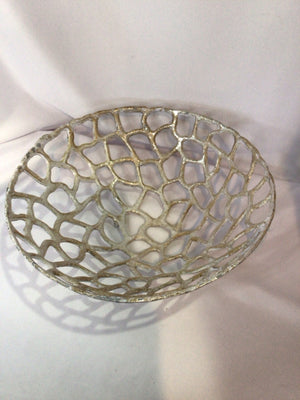 White/Gold Metal Webbing Bowl