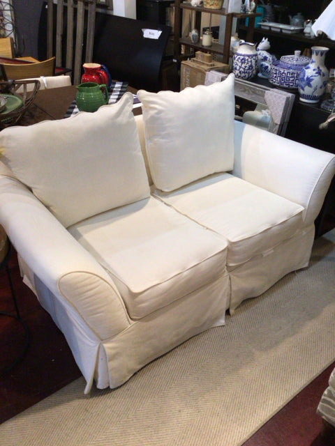 American Signature Slip Cover Loose Cushion Seat Cream Loveseat/Love Seat/Sofa
