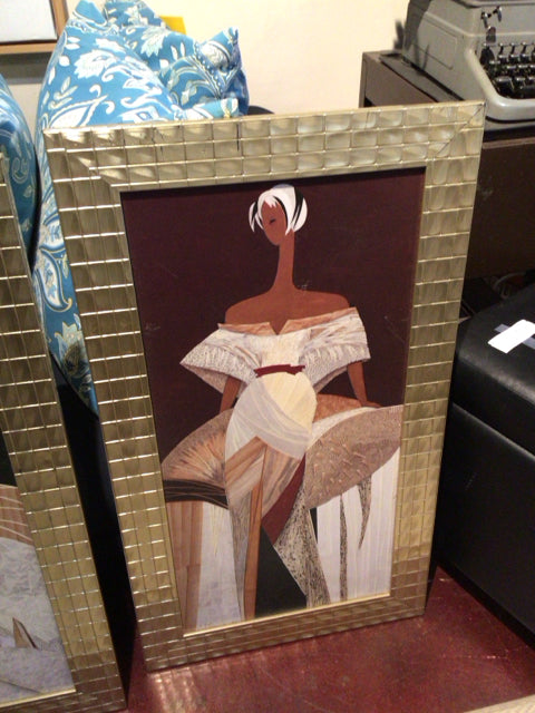 Signed Brown/White Woman Framed Art