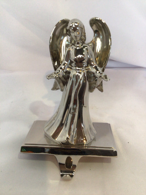 Stocking Hanger Silver Metal Angel Holiday Item