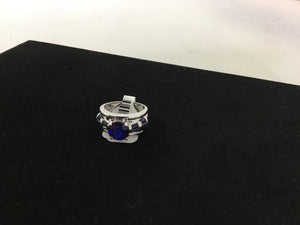 Sterling Silver Blue Rhinestone Ring