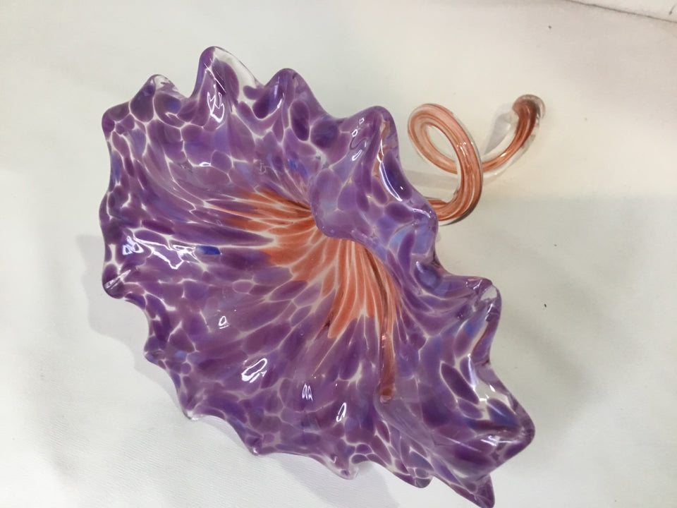 Hand Crafted Purple/Orange Glass Flower Orchid Figurine
