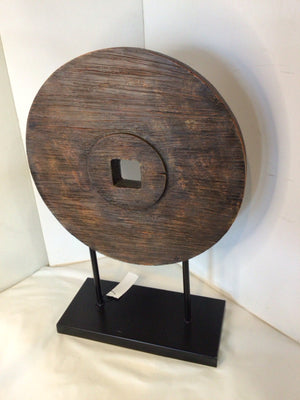 Oriental Brown Metal Round Statue
