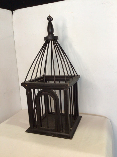 Black Wood Bird Cage