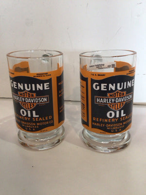 Harley Davidson Clear/Orange Glass Pair Mug Set