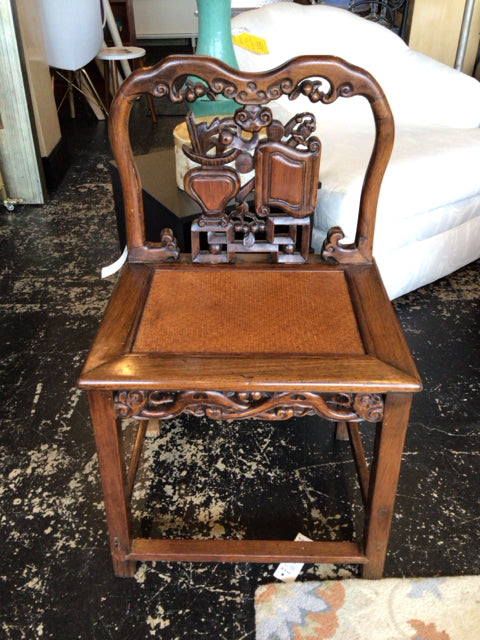 Asian Wood Armless Brown Chair