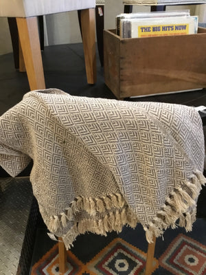 Gray/Cream Cotton Diamond Throw