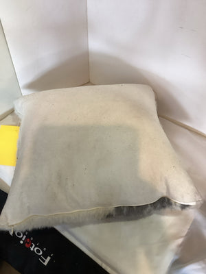 Cream/Gray Faux Fur Pillow