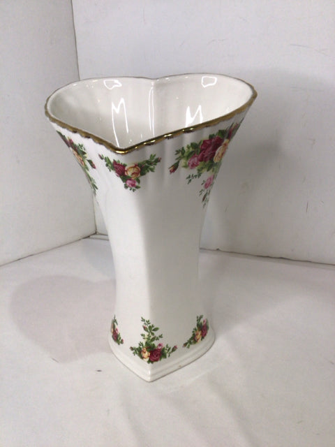 Royal Albert Cream/Red China Roses Vase