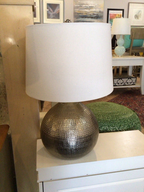 Silver Hammered Metal Lamp