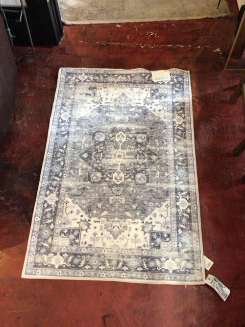 Rugease Washable White/Gray Rug