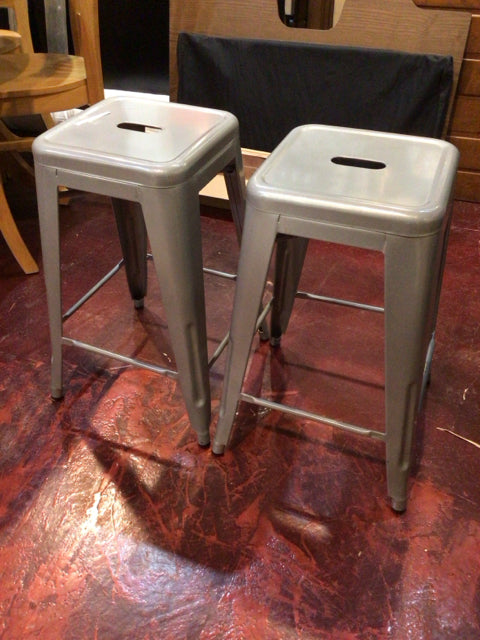 Industrial Metal Backless Pair Gray Barstool/Bar Stool