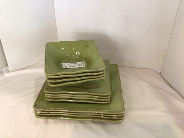 Gibson As Is Green Ceramic 12 Piece Dish Set