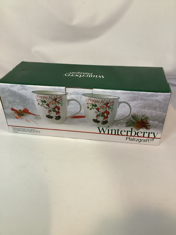 PFALTZGRAFF Christmas White/Red Ceramic Mug Pair Holiday Item