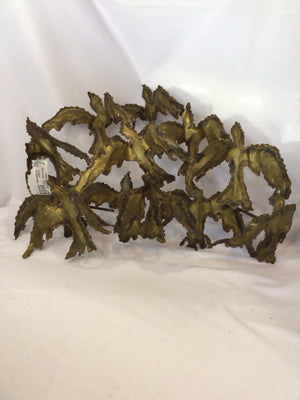 Brutalist Brass Birds Wall Decoration