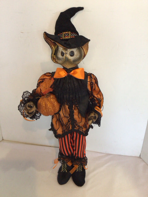 Halloween Black/Orange Polyester Owl Figure Holiday Item