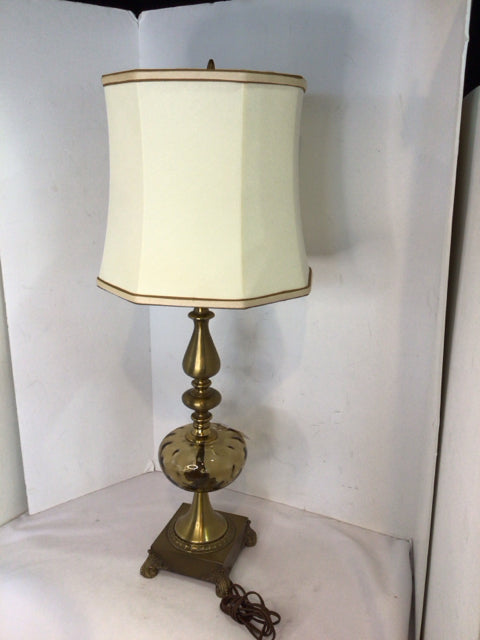 Amber Glass/Metal Lamp