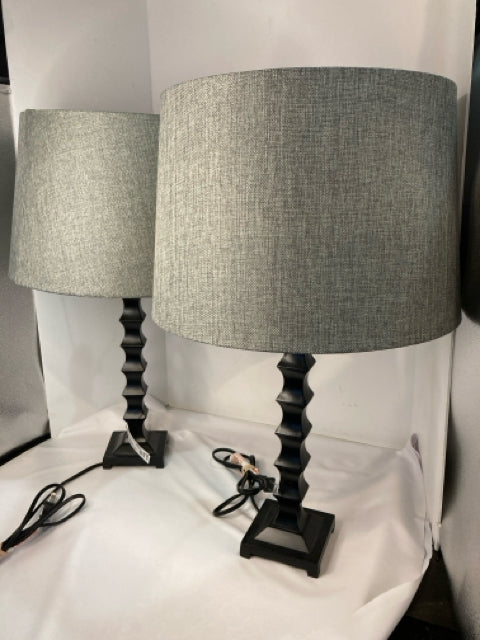 Pair Black/Gray Lamp Set