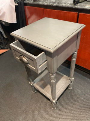 End Wood Drawer Night Stand Gray Table