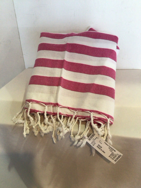 Pink/white Cotton Stripe Throw