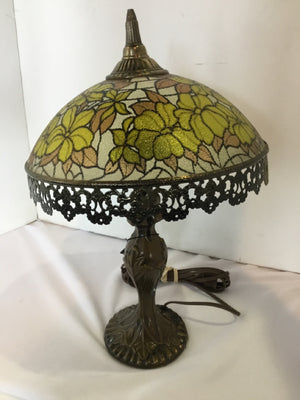 Tiffany Green/Brown Stained Glass Lamp